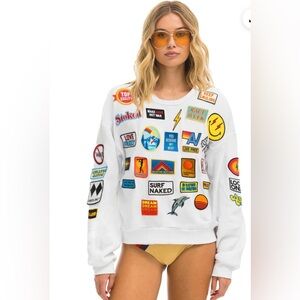 Aviator Nation VINTAGE PATCH RELAXED
CREW SWEATSHIRT - WHITE